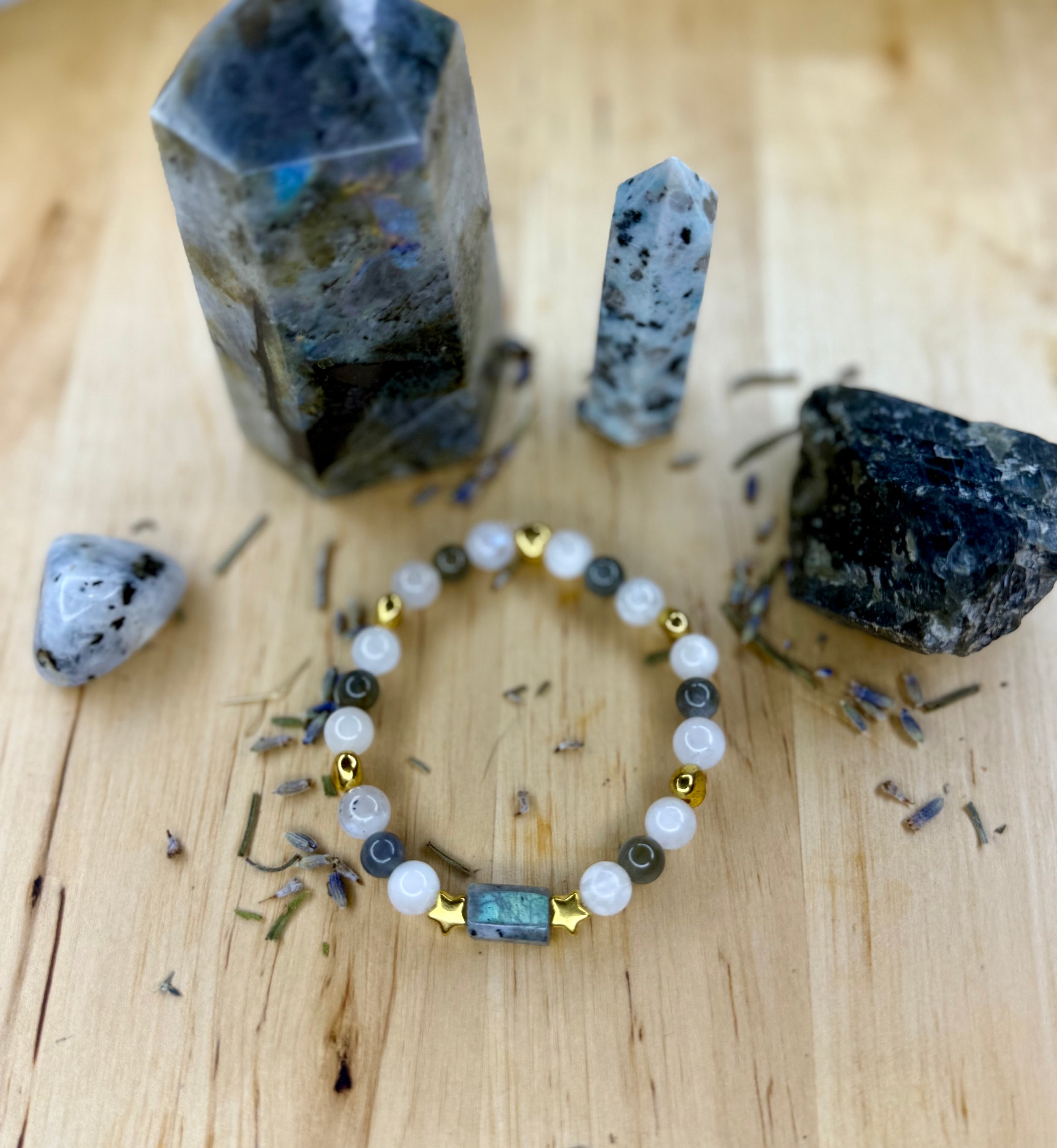 A Celestial union of Labradorite and Moonstone